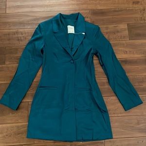 Abercrombie and Fitch Satin Mini Blazer Dress- New, green in xs